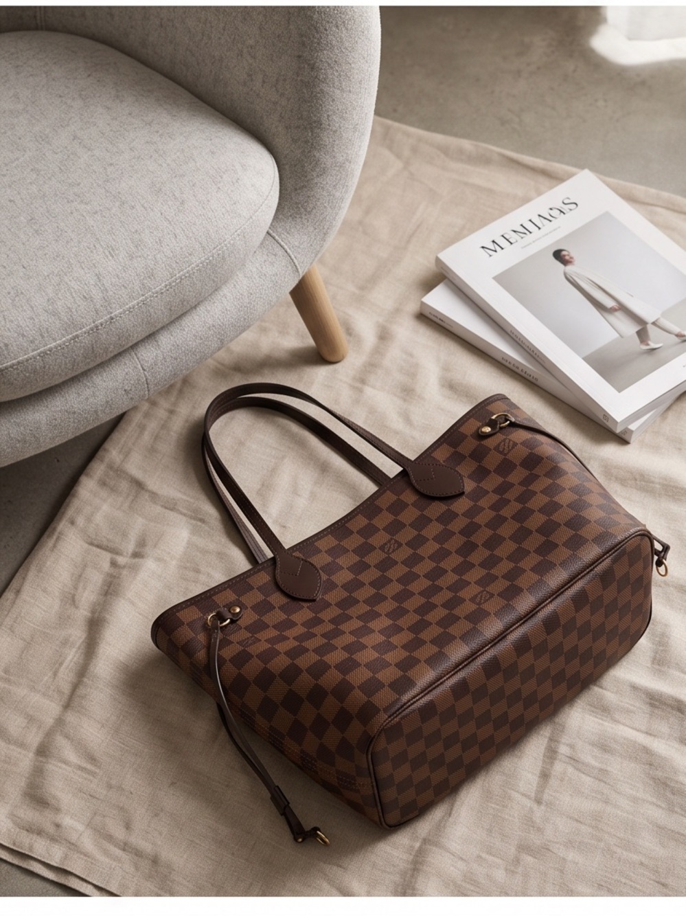 LOUIS VUITTON NEVERFULL PM IN DAMIER EBENE